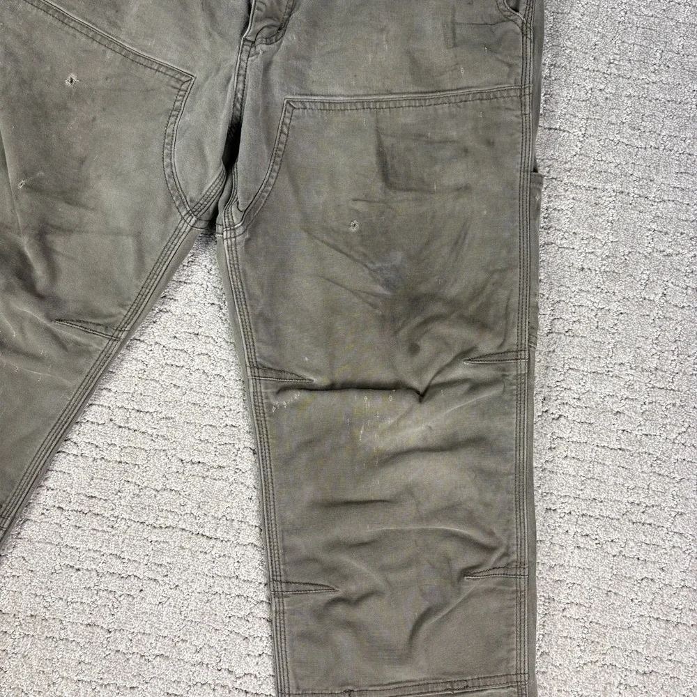 Carhartt Pants Mens 35X32 Green Relaxed Fit DoubleKnee Thrashed Outdoor Workwear